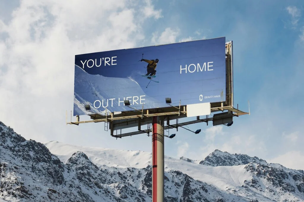 Gravity Haus hospitality brand imagery in an alpine setting