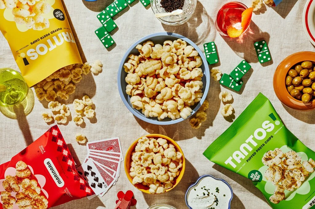 Tantos snack packaging and product-forward brand design